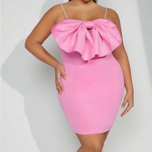 Women pink pearl strap dress